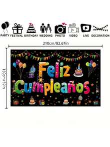 1pc Birthday Party Backdrop, Photo Prop, Spanish Party Decoration Suitable For Outdoor Patios Photography - multicolor - View 10