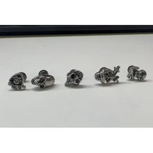 MortiRose 5PCS Gothic Style Earrings Punk Disc Studs Cartilage Earrings Dangle Stud  Skull  Helix Ear Tragus Piercing Body Jewelry,Goth/Gothic/Punk/Grunge/Dark Gothic,Streetwear,Summer/Festival/Prom/Party,Vintage - Steel color - View 15