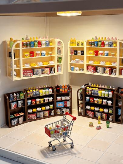 MINKOJA 1 件迷你柜子摆件，迷你书架，迷你储物柜，迷你杂物柜，娃娃屋配件，娃娃屋玩具，玩具屋装饰品，模型屋配件，摄影道具