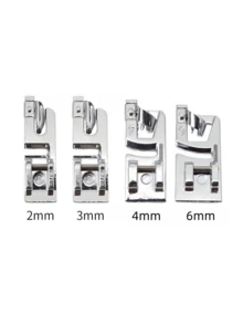 4Pcs/Set Stainless Steel Hemming Foot Set, Sewing Machine Accessories, Including 2mm, 3Mm, 4Mm, 6Mm Sewing Hemming Foot Set For Household Multifunctional Sewing Machines, Fine Needle, Sewing Tools, Home Essentials Christmas For Holiday Gift Giving,Decorations - silver - View 3
