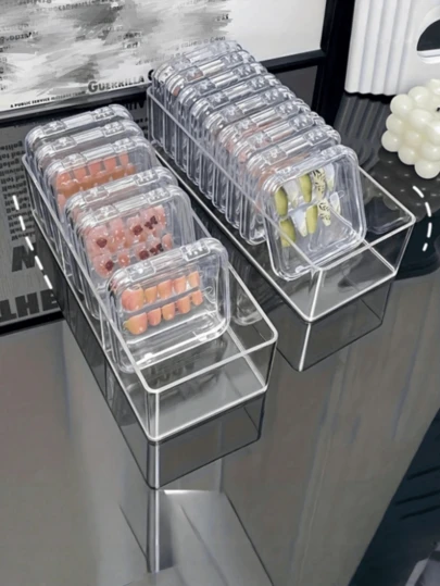 Bộ 14 món + 1 hộp đựng; Hộp đựng dụng cụ làm móng nghệ thuật sáng tạo, hộp đựng bằng acrylic trong suốt chống bụi, hộp trưng bày thiết kế làm móng đặc biệt, hộp đựng trang sức trong suốt, hộp đựng thẻ nhỏ.