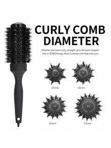 1 paquet Peigne rond ionique professionnel, cylindre métallique antistatique, poils en nylon, manche avec brosse à dents, sectionne les cheveux - convient pour les cheveux secs, coiffés, bouclés et lisses, convient à tous les types et volumes de cheveux, réduit les frisottis et l'huile, noir, 4 tailles, convient à toute la famille, peigne à cheveux, outil de coiffage, essentiel pour la coiffure, les salons de beauté, la rentrée scolaire, les voyages et les vacances. - Multicolore - Voir 4