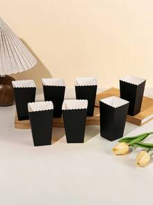 100/48/36/24/1pc Black Popcorn Boxes, 2 X 4.5 X 3 Inch Mini Popcorn Boxes, Suitable For Movie Night Decor, Christmas/Halloween - Black - View 3