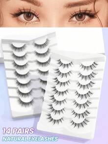 MAGEFY 7/11/14 Paar natürliche gekreuzte Wimpern, transparentes Band, täglicher Trage Wispern Wimpern, Manga Stil, Reise Muss-Have, Geschenk für Freunde, transparenter Streifen, leicht, wiederverwendbar, natürliches Aussehen - Schwarz - Übersicht 11