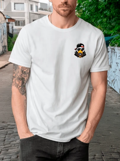 Playera Unisex 100% Algodón Peinado Cuello Redondo Modelo Pato Rapero Minimalista Estilo Unisex, Fresca y Cómoda, Para Uso Diario, Streetwear, Conciertos, Chistosas, Creativas, Gimnasio, Deportes