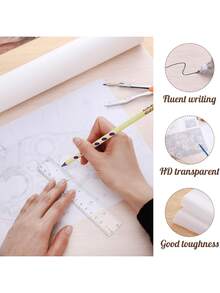 Rollo de papel de calco blanco - Semitraslúcido, papel para patrones de costura para tinta/lápiz/marcadores - Ideal para costura, confección de ropa, bocetos y diseño - Transparente - Ver 2