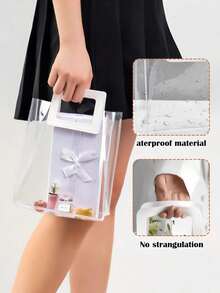 1/3/10个装 白色方形手柄透明塑料礼品袋，可重复使用，适用于婚礼、派对、周年纪念、情人节、母亲节、糖果巧克力包装 - 多色 - 查看 3