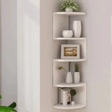 Corner Wall-Mounted Storage Rack, 5-Tier Corner Bookshelf, Floating Display Shelf, Suitable For Home, Living Room, Bedroom, Office, Bathroom And Small Space Decoration - White - View 6