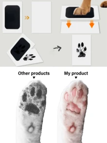 Madebyblanc Tấm lót in dấu chân thú cưng, vật kỷ niệm dấu chân chó mèo, mực in không cần giặt, lý tưởng để làm quà tặng, có các màu đen, đỏ, xanh dương, vàng và bạc. - Nhiều màu - Xem 5