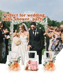 1/3/10个装 白色方形手柄透明塑料礼品袋，可重复使用，适用于婚礼、派对、周年纪念、情人节、母亲节、糖果巧克力包装 - 多色 - 查看 6