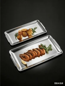 1 Khay, Khay nướng BBQ Hàn Quốc bằng thép không gỉ, Đĩa ăn tối, Đĩa nướng BBQ, Khay phục vụ, Khay đựng thức ăn, Khay tiệc, Khay tráng miệng, Khay bánh, Khay đựng trái cây, Khay ăn nhẹ, Đồ dùng nhà bếp - xám - Xem 6