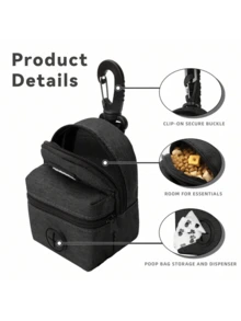 Bolsa para premios de perro, Soporte para bolsas de excremento de perro apto para correa, Contenedor de aperitivos para mascotas con bolsillo interior, Suministros para perros pequeños, Excelente para entrenamiento y paseos, Dispensador de bolsas de residuos de perro sin manos, Accesorios de viaje para perros - Multicolor - Ver 5