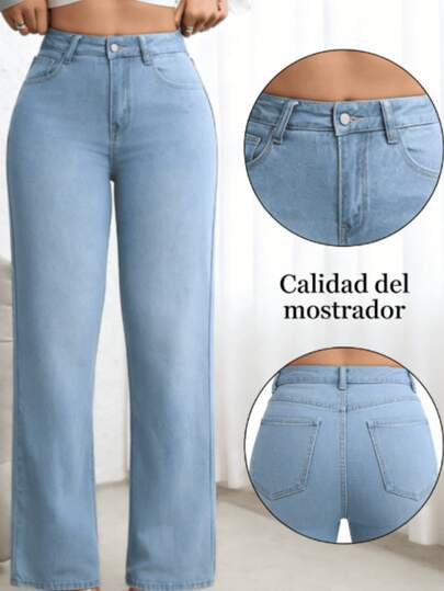 2026Pantalones de mezclilla,Pantalones de mezclilla  para mujer,Pantalones de mezclilla rectos,Pantalones de mezclilla de tiro alto,Pantalones casuales,Jeans para mujer cómodos y baratos,buena calidad,Relajados,Anchos,Para fiestas,Cómodo ,Lavado azul claro,Estilo callejero
