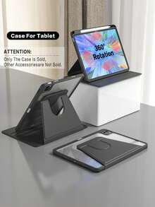 Rotating Protective Case With Built-In Pencil Storage Slot, 360-Degree Rotating Protective Stand, Transparent Back Cover, And Supports Automatic Wake/Sleep Function - Black - Black - View 1
