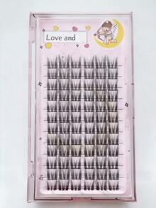 12 Rows Natural Sexy Cat Ear Lashes Fluffy Curled Manga Style Segment Lashes For Daily Makeup - Black - View 6