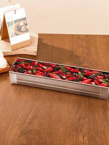 1pc Multi-Functional Stainless Steel Rectangular Cake Plate, Perfect For Tiramisu, Cheesecake And Mousse - A Must-Have Kitchen Baking Tool For Special Occasions - Multicolor - View 2