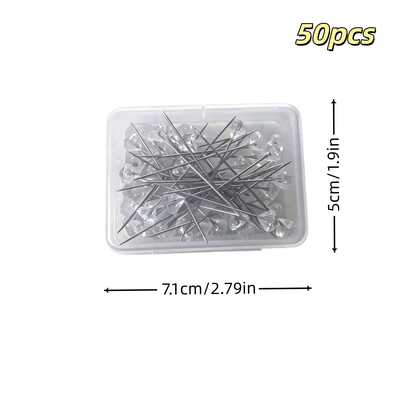 Crystal Head Pins For Jewelry Making - 5cm/7.1cm Beading Pins, 50/100/200pcs, DIY Sewing Craft Supplies