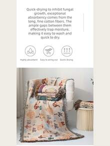 Cirelle 1pc Bohemian Woven Throw Blanket - Vintage Geometric Pattern Sofa Blanket, Soft Reversible Tassel Fringe Blanket For Couch, Bed, Camping, Picnic & Home Decor - multicolor - View 9