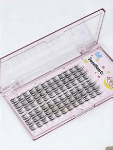 12 Rows Natural Sexy Cat Ear Lashes Fluffy Curled Manga Style Segment Lashes For Daily Makeup - Black - View 4