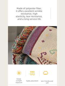 Cirelle 1pc Bohemian Woven Throw Blanket - Vintage Geometric Pattern Sofa Blanket, Soft Reversible Tassel Fringe Blanket For Couch, Bed, Camping, Picnic & Home Decor - multicolor - View 8