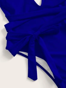 Swim Vcay Baju Renang One Piece Crisscross Knot Front - Biru - View 4