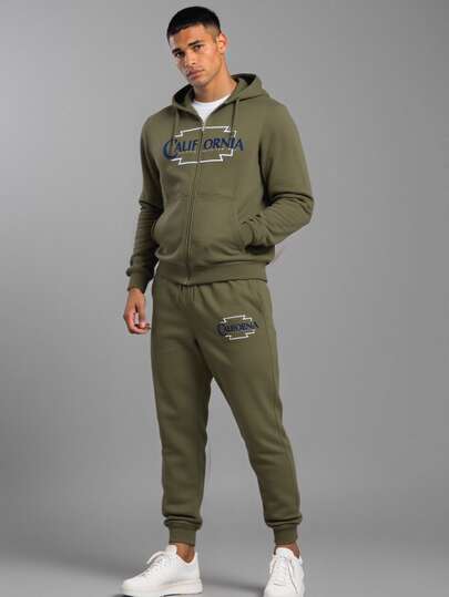 Nes Sport Conjunto Afelpado De Sudadera y Pantalón Deportivo para Hombre Con Estampado California