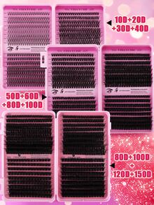 D Curl Faux Mink Individual Lash Clusters 10-18mm Natural Volume DIY Eyelash Extension Kit Reusable Lightweight Easy Apply Professional Salon Home - D - View 2