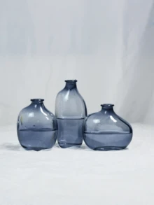 Bộ ba bình hoa thủy tinh họa tiết chuyển màu cổ điển - Thích hợp trang trí nhà hiện đại, như phòng ăn, phòng khách, đám cưới và văn phòng (Xanh lá cây/Xám/Nâu/Trong suốt) - Nhiều màu - Xem 4