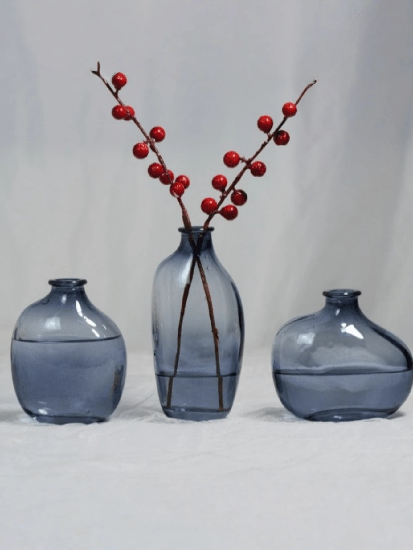 Bộ ba bình hoa thủy tinh họa tiết chuyển màu cổ điển - Thích hợp trang trí nhà hiện đại, như phòng ăn, phòng khách, đám cưới và văn phòng (Xanh lá cây/Xám/Nâu/Trong suốt) - Nhiều màu - Xem 1