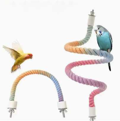 1 chiếc giá đỡ leo trèo cho vẹt có đầu vít uốn cong hai đầu, nhiều màu sắc, thích hợp cho các loài chim, sử dụng được quanh năm.