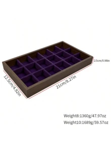 Khay đựng trang sức bằng nhung, hộp đựng trang sức dung tích lớn với các ngăn riêng biệt, giá trưng bày trang sức có thể xếp chồng lên nhau dùng để đựng bông tai, dây chuyền, vòng tay, nhẫn, kẹp tóc, băng đô, v.v. - Màu tím - Xem 4