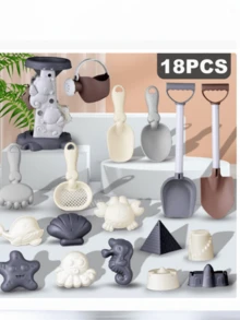 1 件儿童沙滩玩具套装，夏季娱乐必备。完整的沙滩玩具套装包括手推车、沙桶、沙铲和有趣的动物模具。 - 彩色 - 查看 6