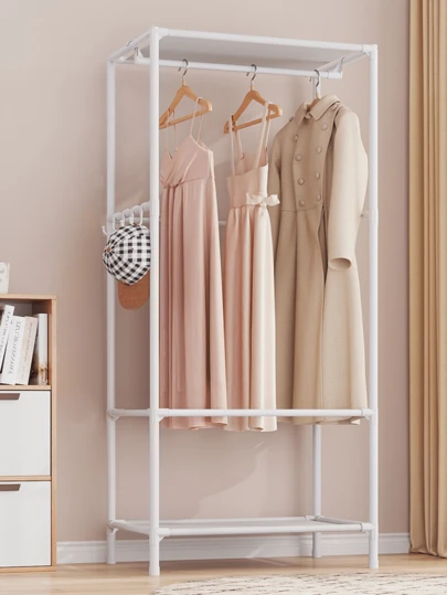 Mehrstöckiges tragbares Kleiderschrank-Lagergestell mit Metallrahmen und Kunststoffregalen. Ein einfacher Schlafzimmerschrank, beweglich, leicht zu montieren und demontieren, geeignet für Wohnzimmer, Schlafzimmer, Arbeitszimmer, Büro und als Geschenk zu Feiertagen.