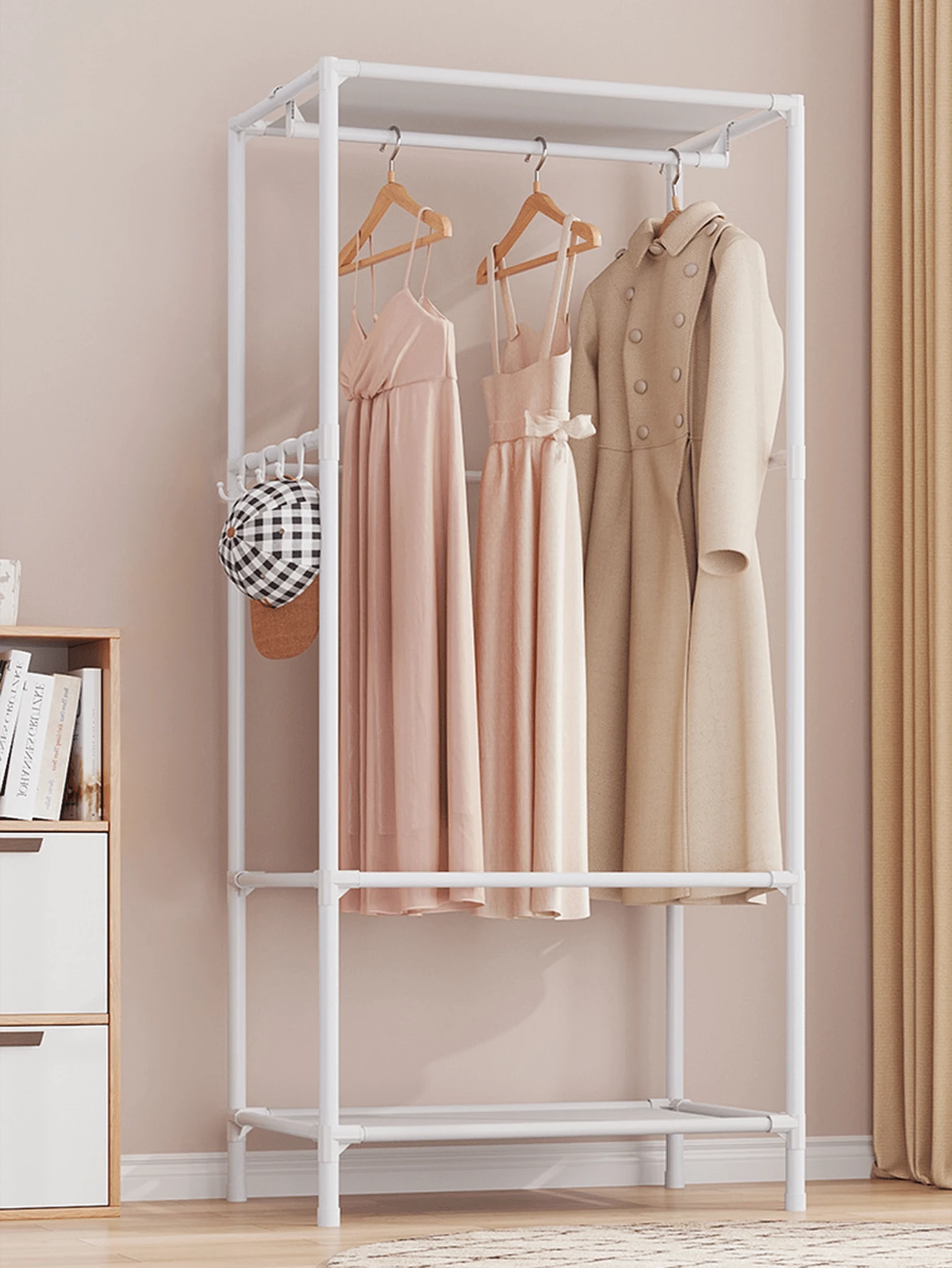 Multi-Layer Portable Wardrobe Storage Rack With Metal Frame And Plastic Shelves. A Simple Bedroom Wardrobe, Movable, Easy To Assemble And Disassemble, Suitable For Living Room, Bedroom, Study, Office, And As A Holiday Gift. - Multicolor - View 1