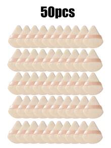 50pcs Triangle Powder Puffs - Reusable Multi-Functional Makeup Tool. Suitable For Foundation, Primer, Bb Cream, Sunscreen, Cushion Foundation, Blush, Etc. A Perfect Replacement For Your Brushes, Freeing Up Your Hands. A Must-Have For Travel And Home. - Apricot - View 8