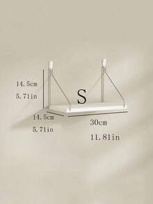 1pc Wall-Mounted Shelf, No Drilling Required, Straight Wall-Mounted Shelf, Decorative Wooden Board For Bedroom And Kitchen, Storage Rack. - White - View 6