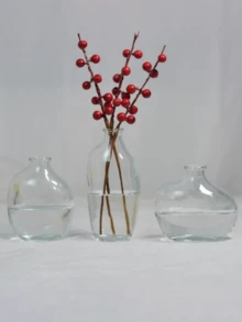 Bộ ba bình hoa thủy tinh họa tiết chuyển màu cổ điển - Thích hợp trang trí nhà hiện đại, như phòng ăn, phòng khách, đám cưới và văn phòng (Xanh lá cây/Xám/Nâu/Trong suốt) - Nhiều màu - Xem 2