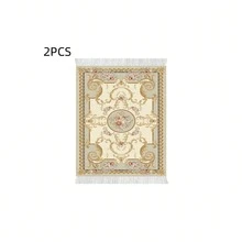 2 piezas de individuales, posavasos, tapetes de café, textiles de comedor con diseño de arte vintage con borlas francesas, regalos de Navidad, Halloween, vajilla para fiestas, Día de la Madre, regalos de Eid Al-Adha - Multicolor - Ver 5