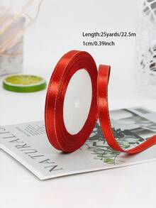 1 PC Multicolor Gift Wrapping DIY Crafts Bow Making Hair Accessories Double Gold Edge Satin Ribbon Wedding Party Holiday Decoration Supplies Handmade Material Event Decor Ribbons - red - View 19