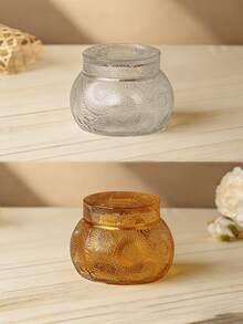 Cirelle 1Pc/2Pcs Transparent/Yellow Glass Decorative Bottle Empty Cup Candle Holder Fragrance Glass Bottle Aromatherapy Candle Container Glass Belly Cup - multicolor - View 6