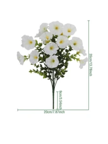 1/5支仿真牵牛花，丝绸质感，清新自然田园风仿真花，适用于桌面装饰、花瓶插花、婚礼花束和橱窗展示。 - 彩色 - 查看 2