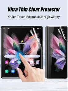 高清软膜，指纹解锁，防刮花，纳米材料自动修复划痕，兼容三星 Galaxy Z Fold2/3/4/5、Z Flip3/4/5、Z Fold 6、Z ，附带配件工具，防水防震防摔防指纹全包保护壳 - 無色 - 查看 6