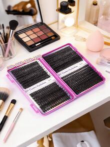 1 Tray Mixed Density Black Natural Fluffy Lash Clusters 8-16mm DIY Home Volume Style For Beginners Comfortable Wear For Party Travel Daily Makeup - D - View 4