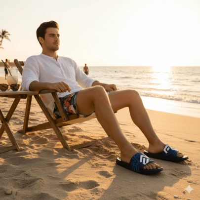 Sandalia de Playa Para Caballero, Sandalias de Baño Sliders Hombre,   Mod 08370 Eva Moda