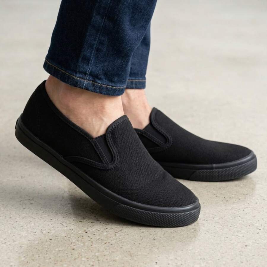 Women Wide Fit Sneakers - Black - View 1