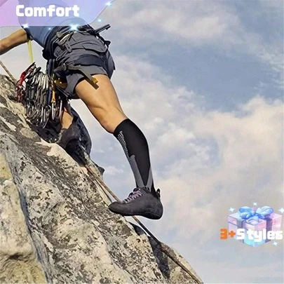 3双装（1双黑色+1双玫瑰红+1双粉色）中筒运动户外男女通用跑步健身压缩运动袜