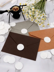 50 Pcs Rosemary Pattern Self-Adhesive Wax Seal Stickers For Wedding Invitations Envelope Sealing Craft Gift - one size fits all - View 8