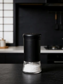 Mini Cute Stainless Steel Pepper & Salt Shaker, Rotating Cover Seasoning Bottle, Small Portable Powder Dispenser For Kitchen Cooking & BBQ - Black - View 4