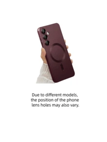 1pcLuxury Magnetic Phone Case Compatible With Samsung Galaxy S24 S25 S22 S23 Ultra Plus S20 S21 FE Note 20 A35 A55 A05 A15, Soft TPU Material - Burgundy - View 9