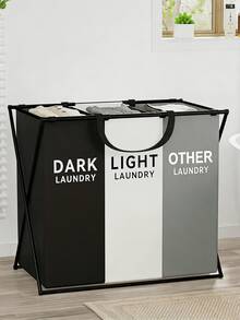 Multi-Compartment Laundry Hamper, Handheld Laundry Basket, Large Laundry Basket, Portable Laundry Basket, Three-Compartment/Two-Compartment/One-Compartment Large Household Fabric Storage Basket - Multicolor - View 8